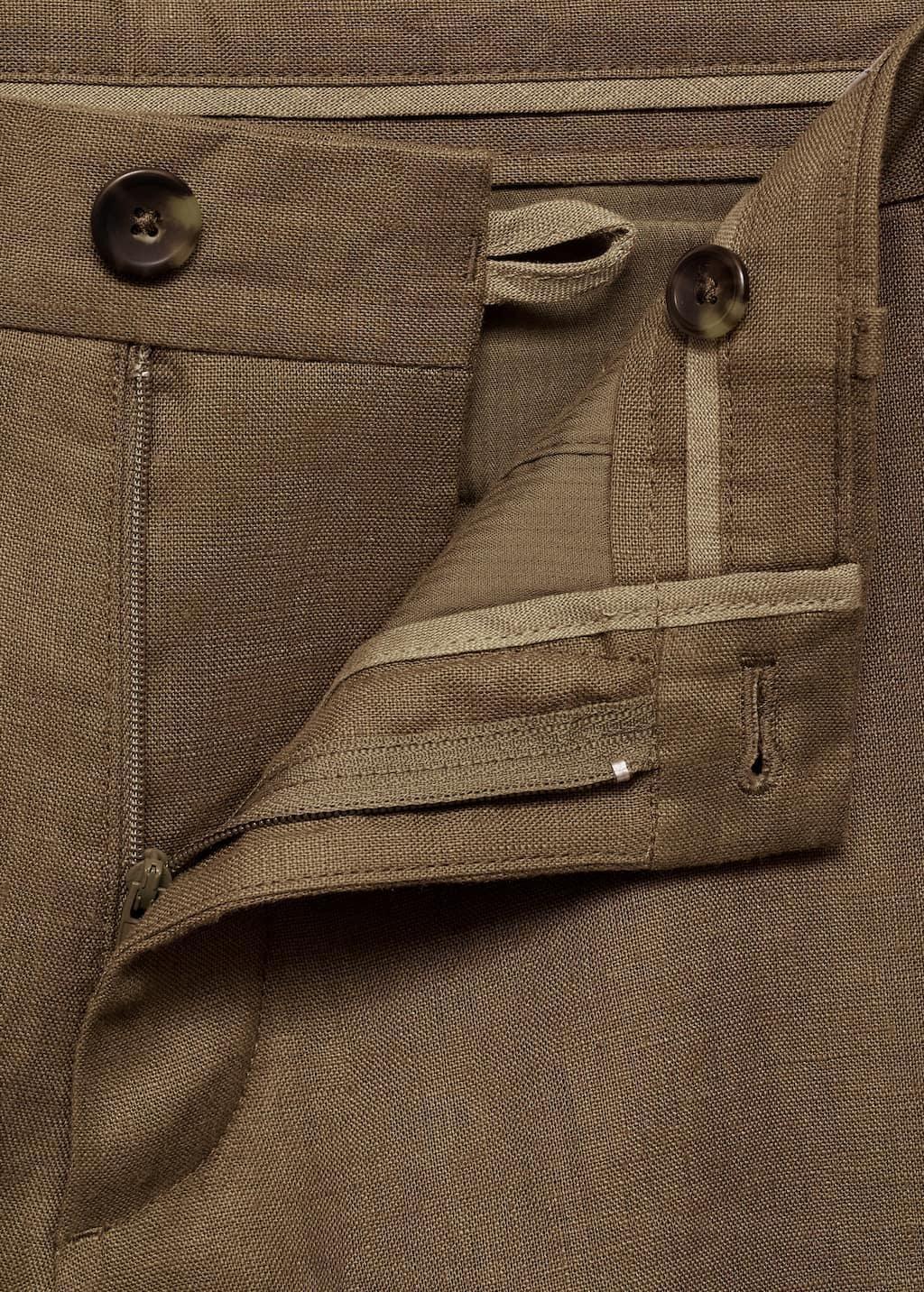 Brown Slim-Fit Linen Bermuda Shorts, Medium Green, large image number 5