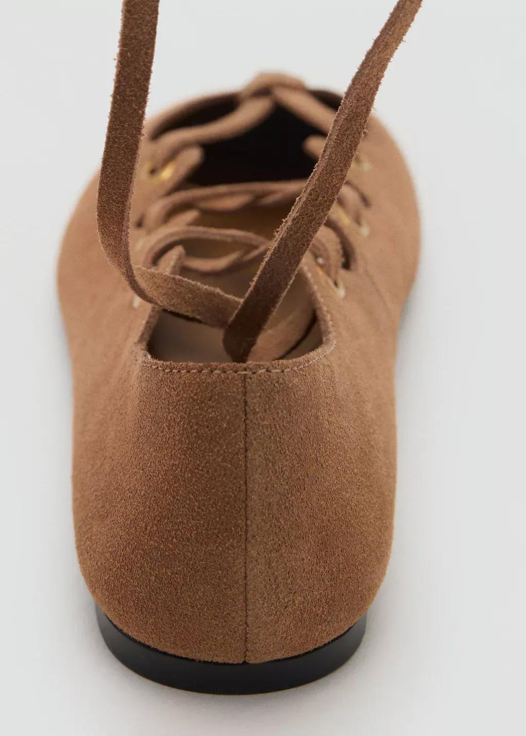 BROWN Suede ballet flats with crossed straps, , large image number 2