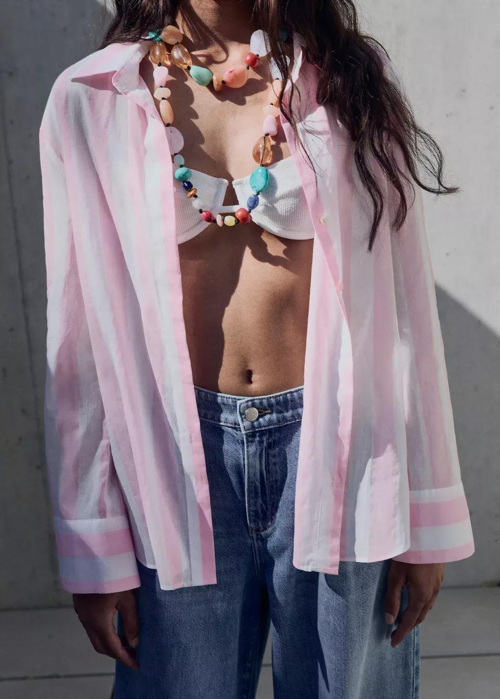 Pink Striped Cotton Shirt, , large image number 0