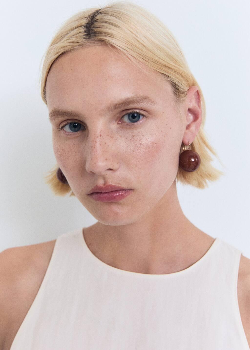 NATURAL WHITE Fitted halter-neck blouse, 0201_02, medium