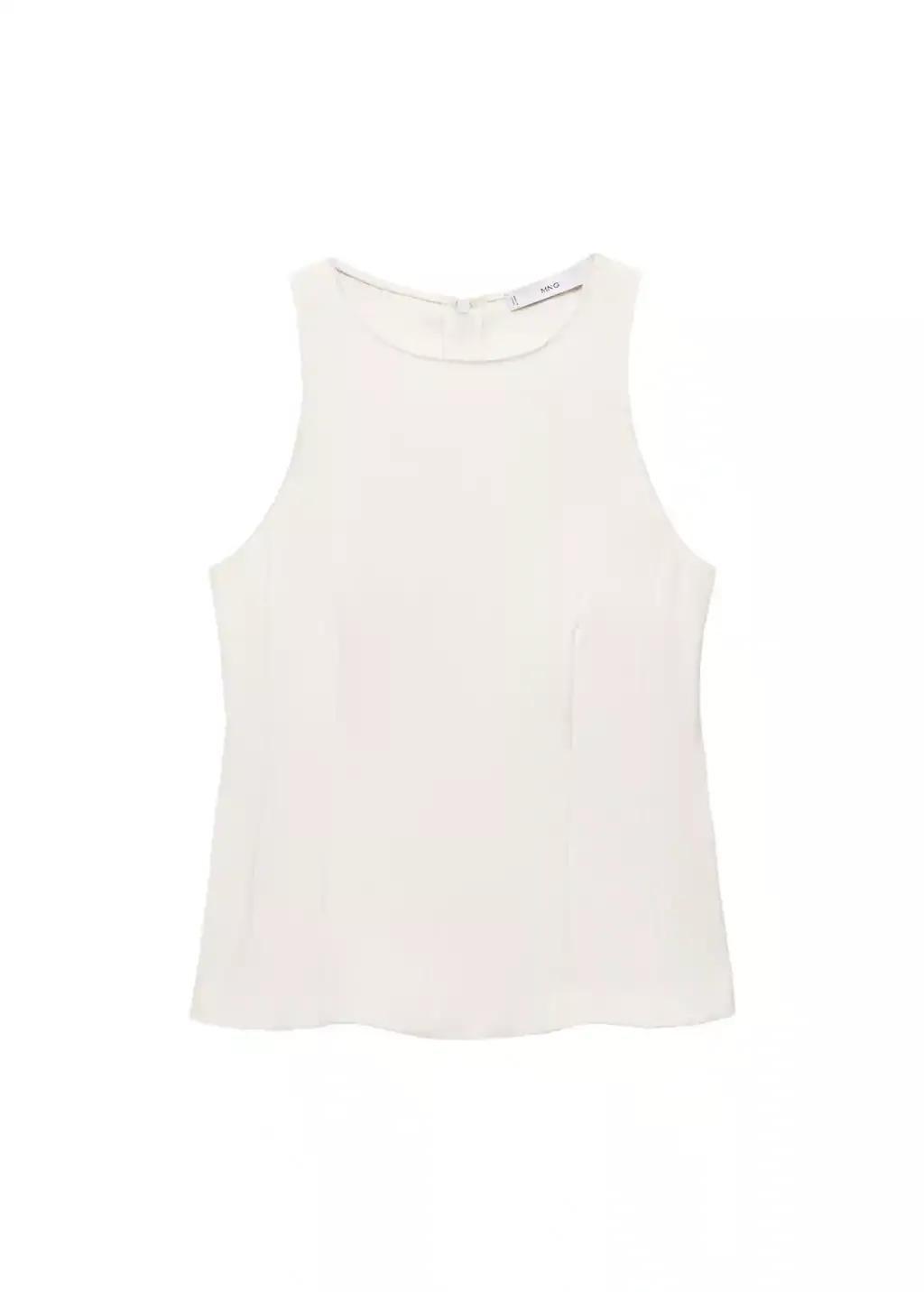 Cream Halter-Neck Flared Top, , large image number 4
