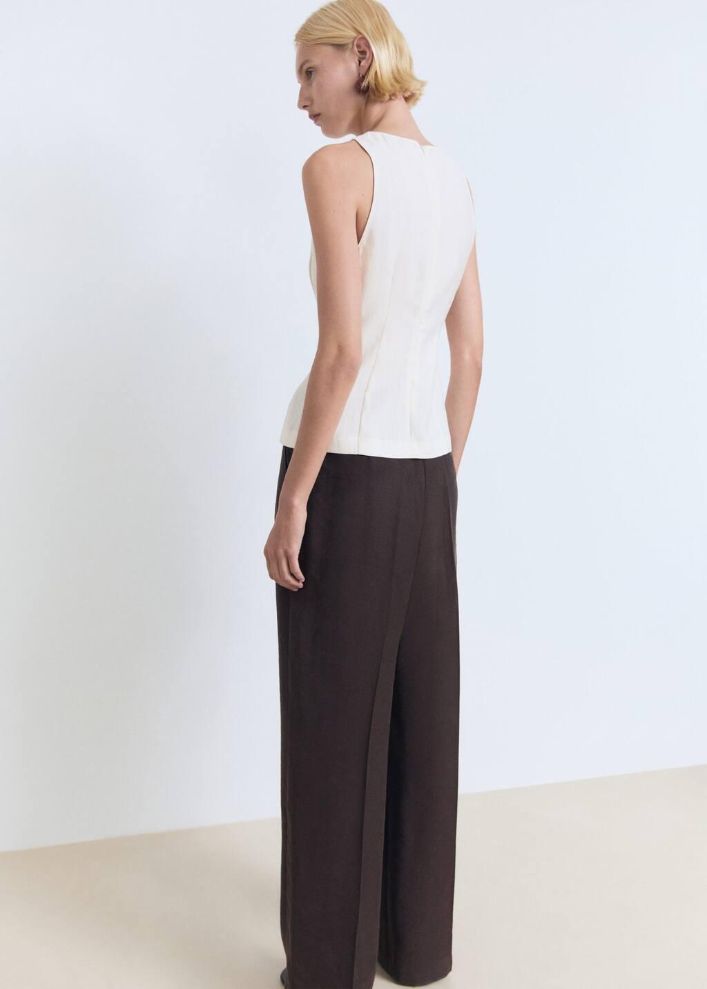 Cream Halter-Neck Flared Top, , large image number 5