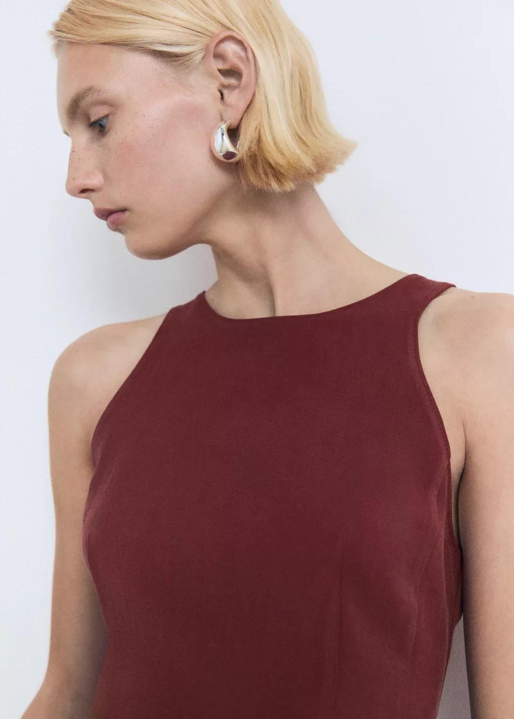 Burgundy Halter-Neck Flared Top, , large image number 0