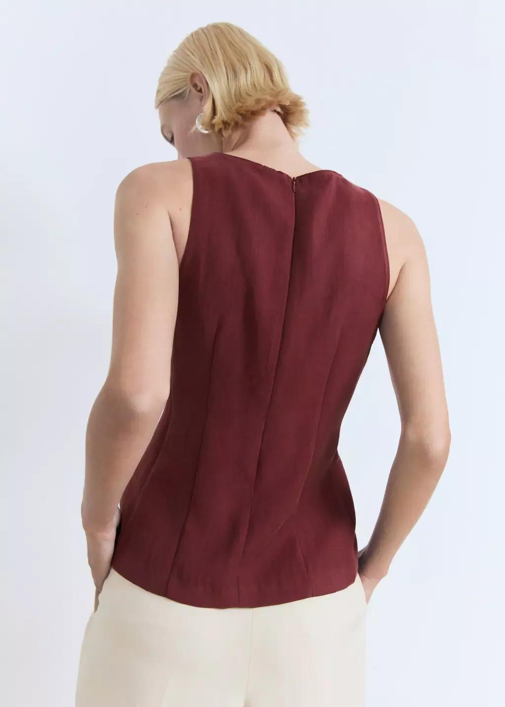 Burgundy Halter-Neck Flared Top, , large image number 4