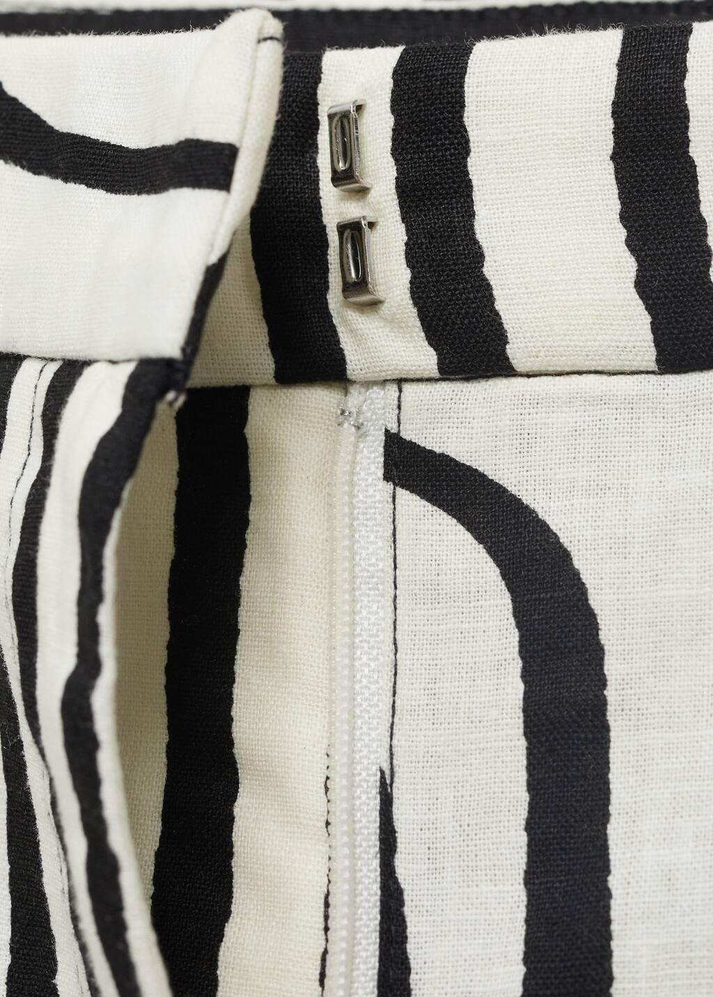 White Geometric-Print Linen Trousers, , large image number 4