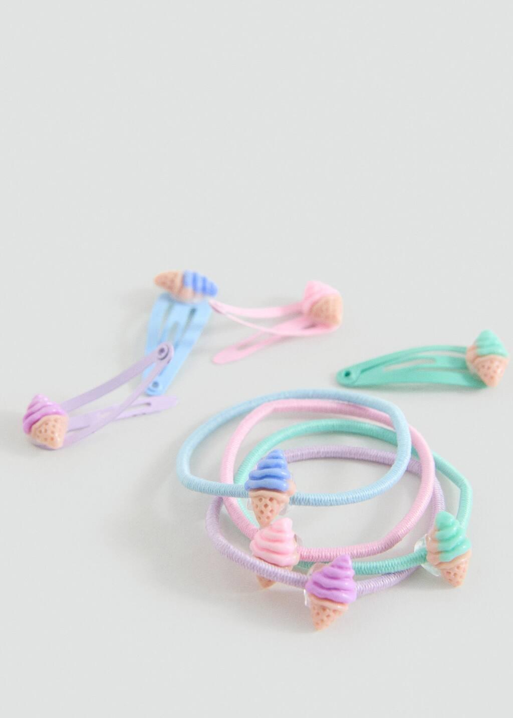 PINK Pack of hairpins and hair bands, Kids Girl, Pink, large image number 0