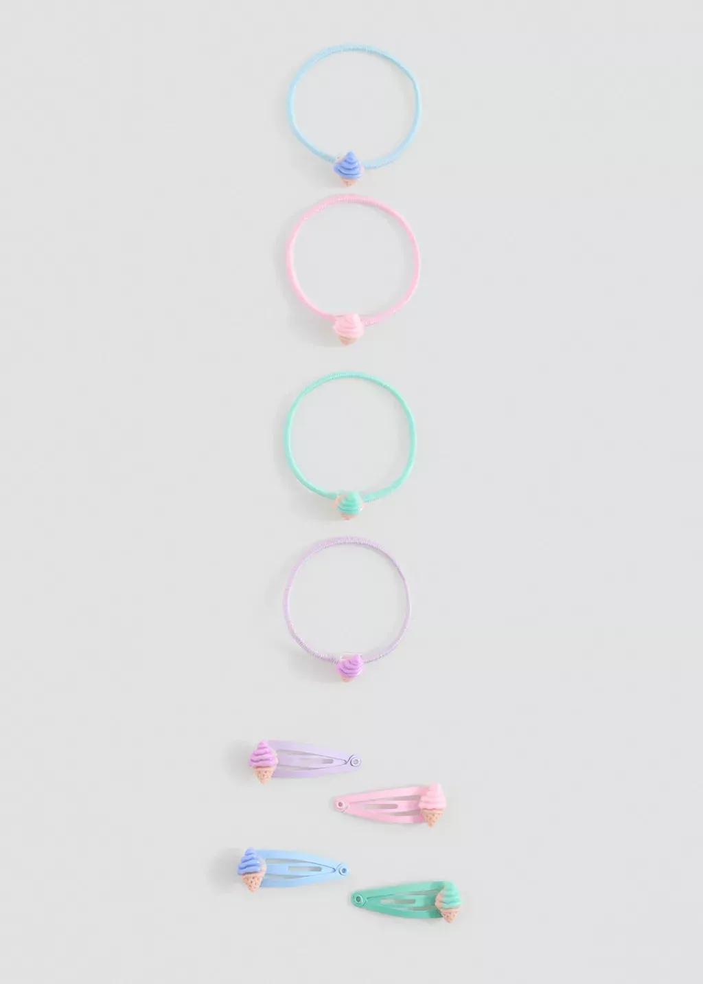 PINK Pack of hairpins and hair bands, Kids Girl, Pink, large image number 1