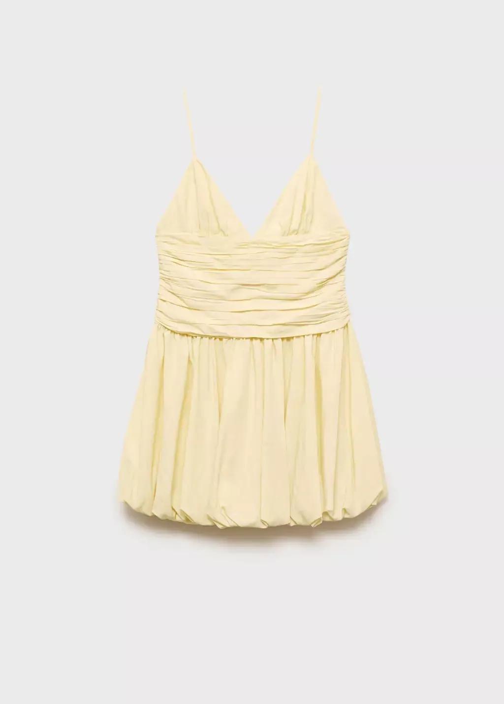 Yellow Gathered Balloon Dress, , large image number 3