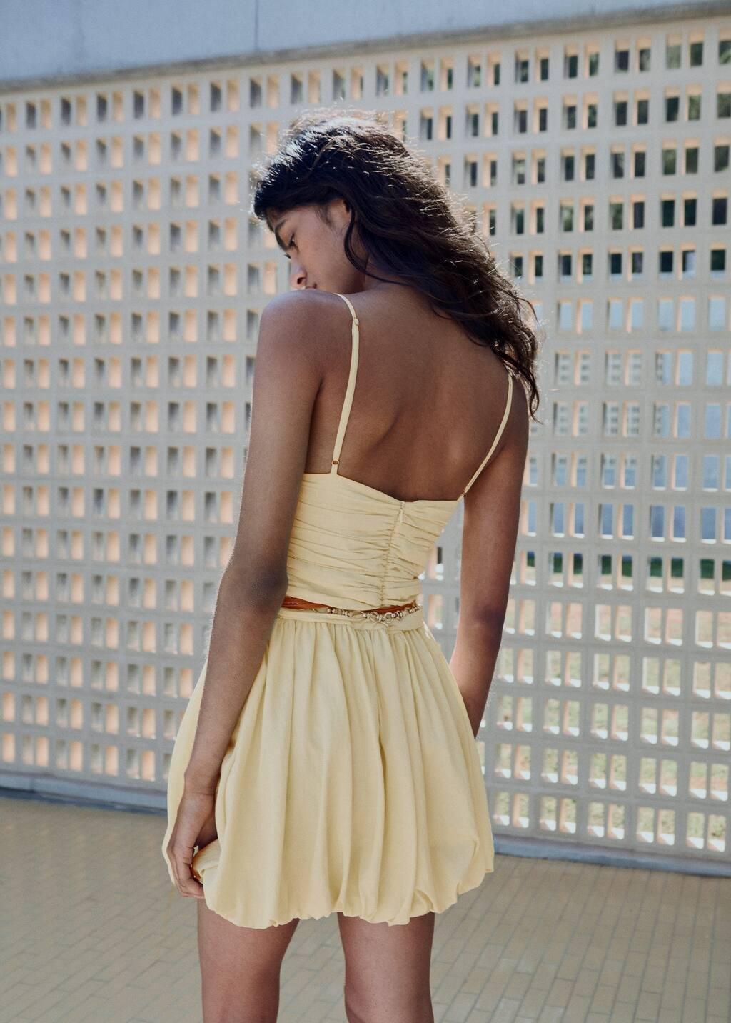 Yellow Gathered Balloon Dress, , large image number 5
