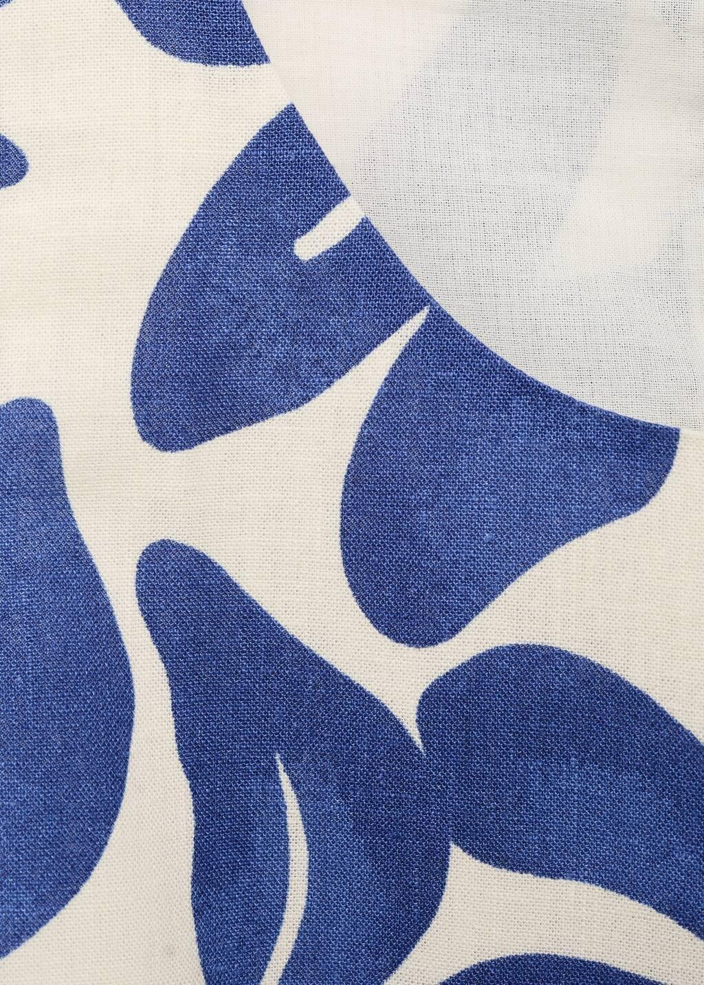 Blue Printed Linen-Blend Top, , large image number 7