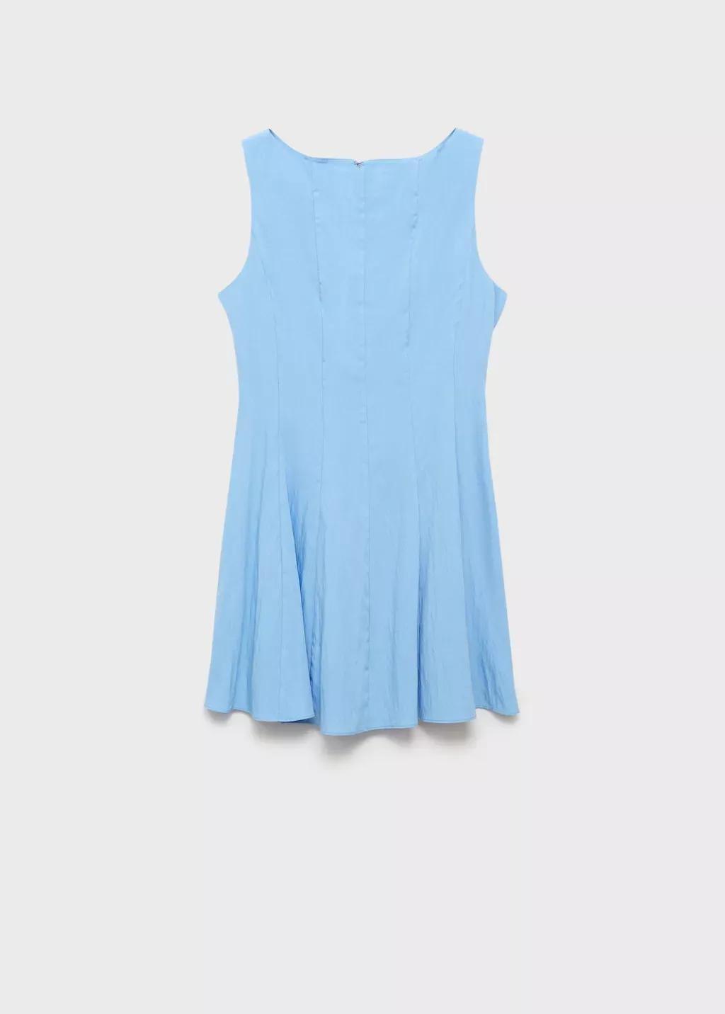 Blue Pleated Short Dress, , large image number 0