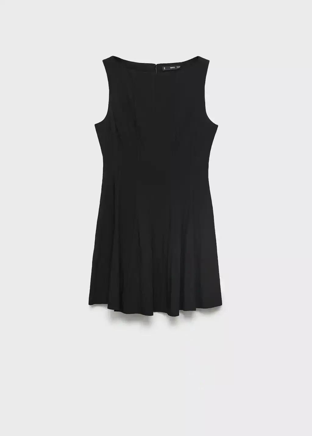 Black Pleated Short Dress, , large image number 0
