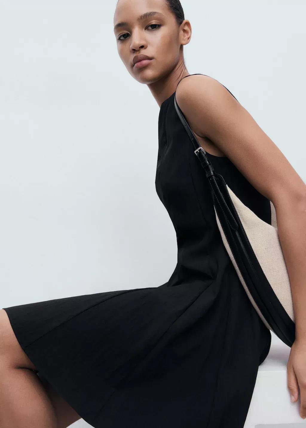 Black Pleated Short Dress, , large image number 3