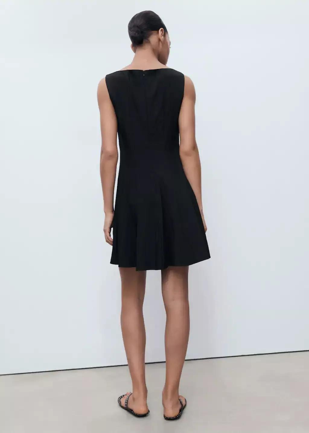 Black Pleated Short Dress, , large image number 5