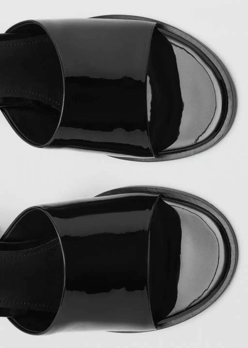 BLACK Patent leather effect heeled sandal, 0201_99, large image number 4