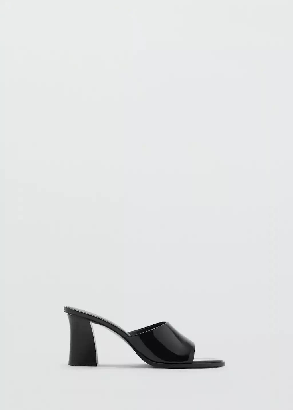 BLACK Patent leather effect heeled sandal, , large image number 6