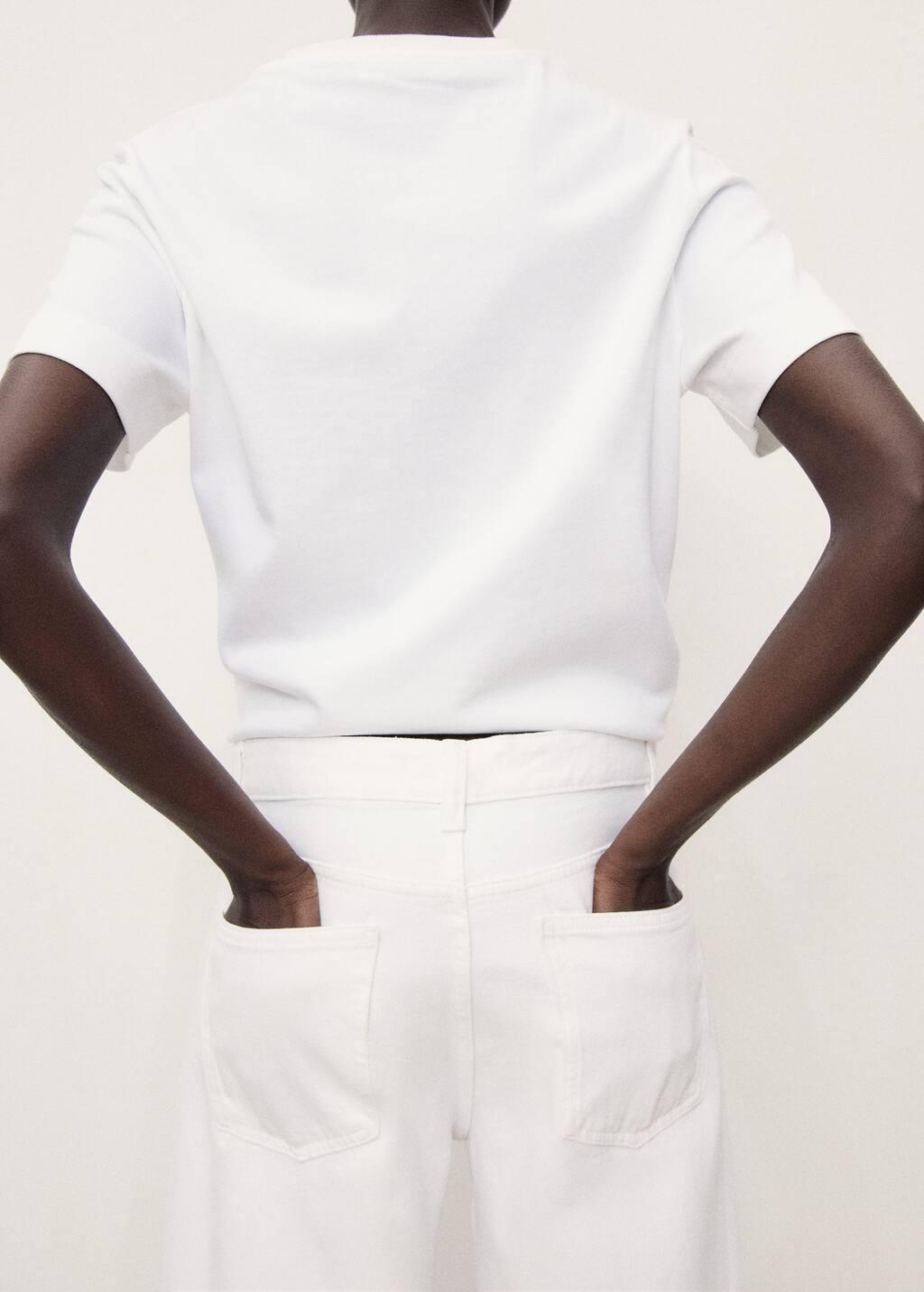 White Wide Leg Jeans With Turned-Up Hem, , large image number 2