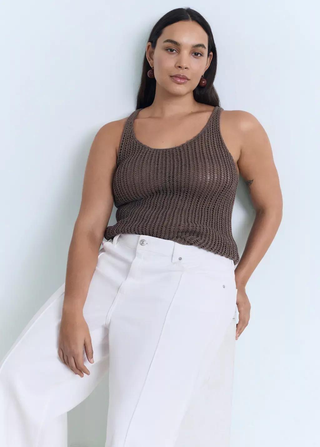 WHITE Wide leg cropped jeans with turned-up hem, , large image number 8