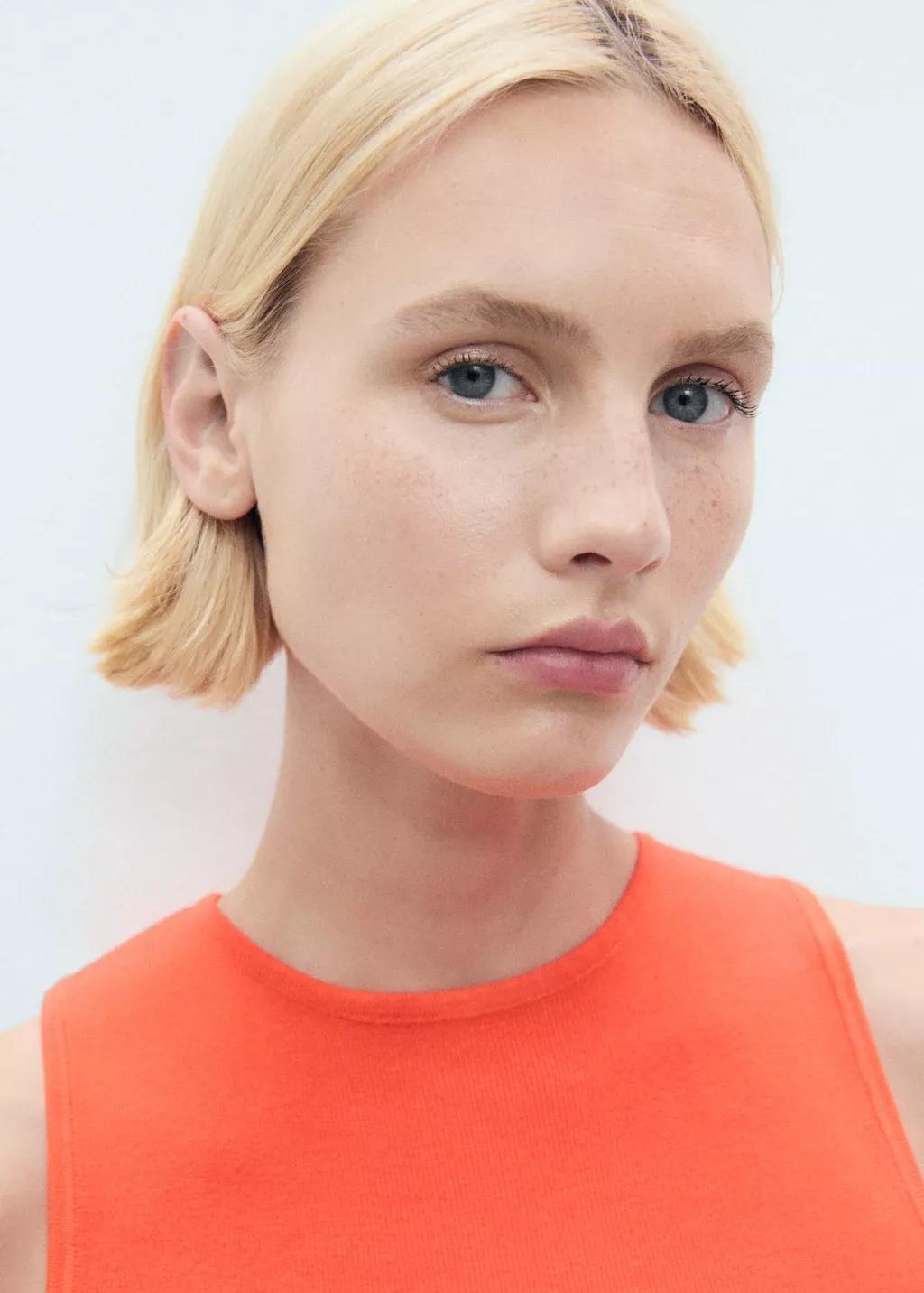 Orange Fine-Knit Top, , large image number 1