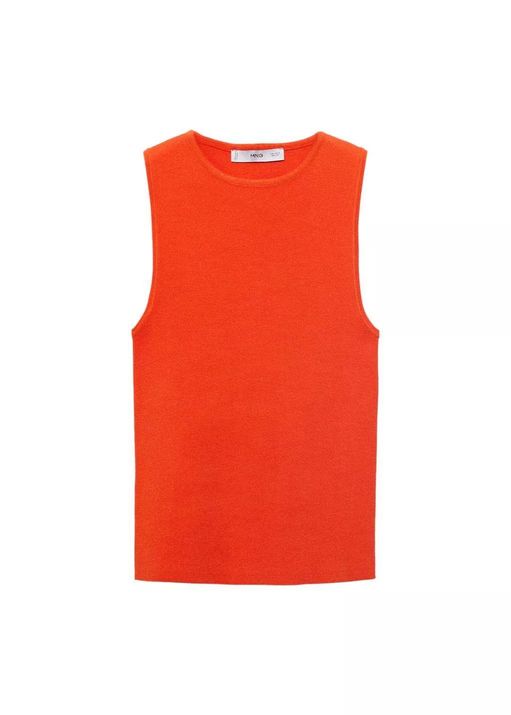 Orange Fine-Knit Top, , large image number 3