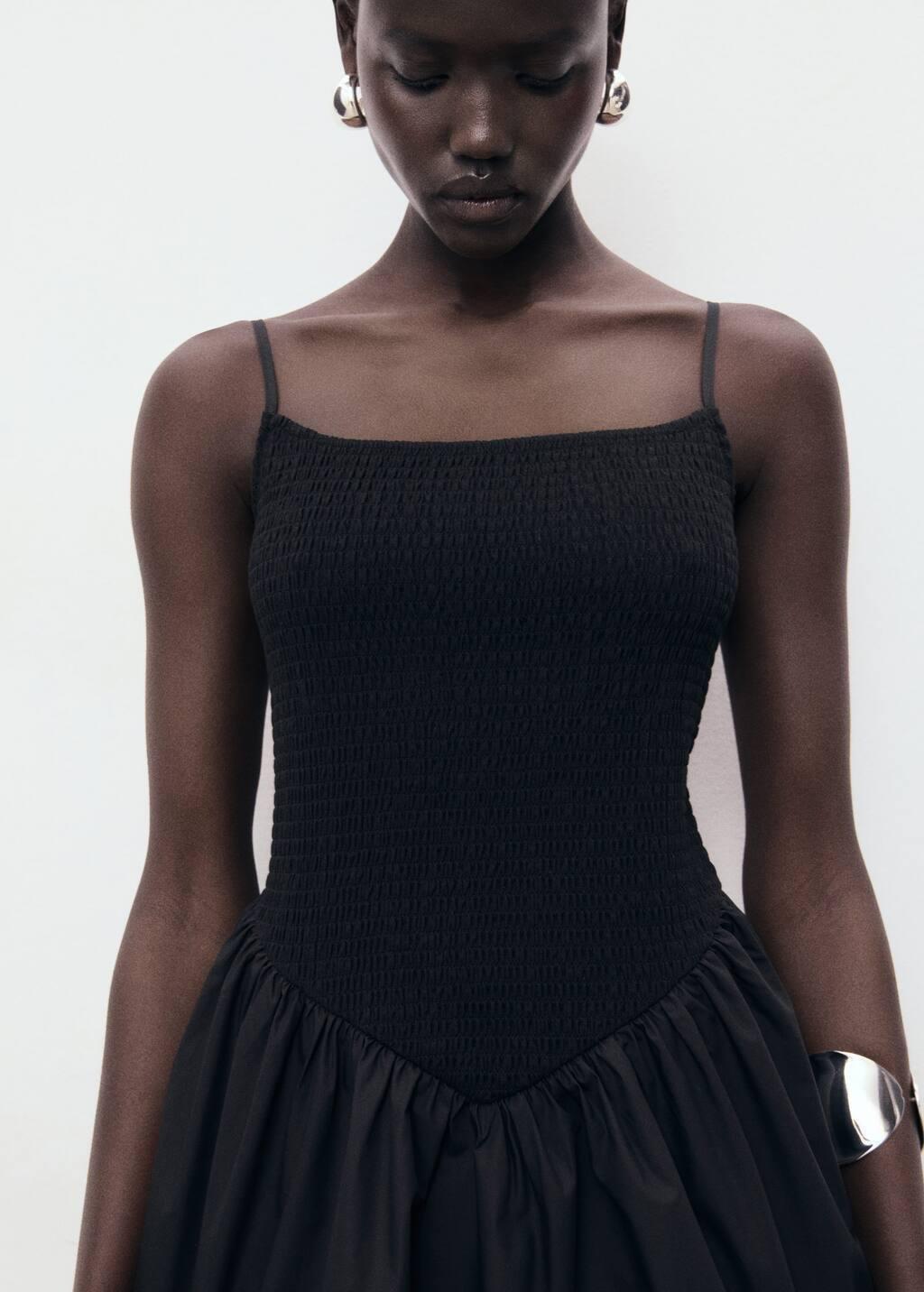 BLACK Combined gathered dress, , large image number 4
