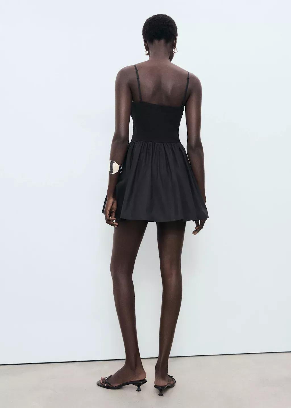 BLACK Combined gathered dress, , large image number 6