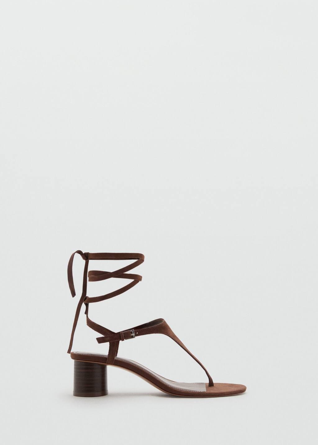 Brown Suede Leather Heeled Sandal, , large image number 3