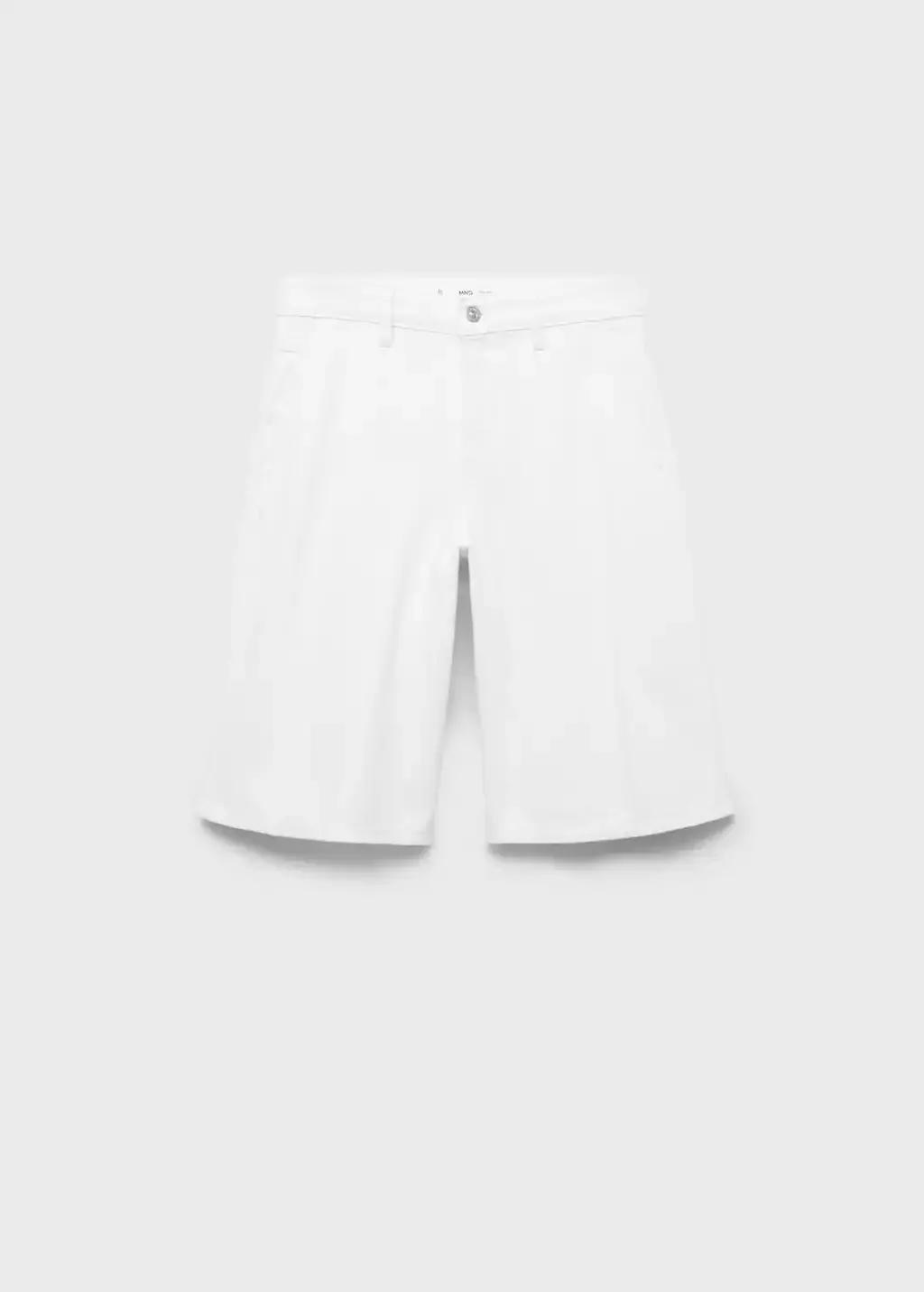 WHITE Mid-rise denim bermuda jorts, White, large image number 3