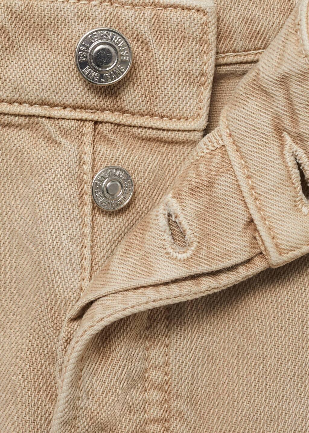 Beige Denim Shorts With Frayed Hem, , large image number 2