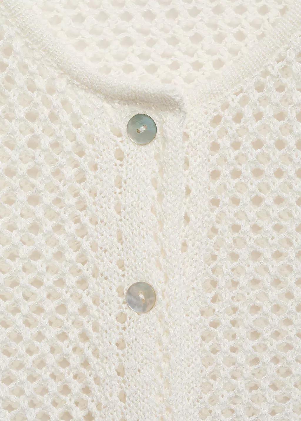 Cream Crochet Cardigan With Buttons, , large image number 1