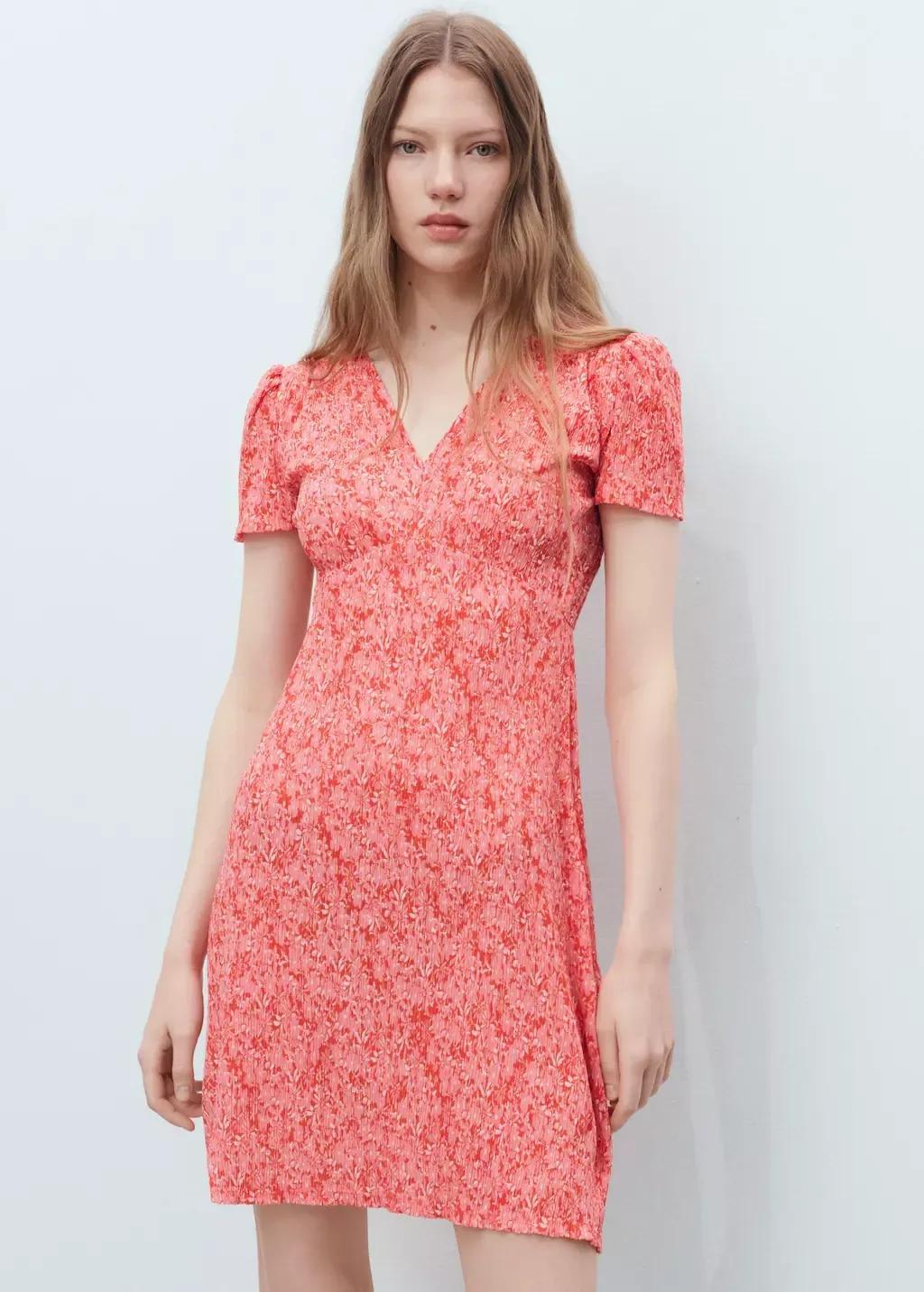 Red Printed Short Dress, , large image number 0