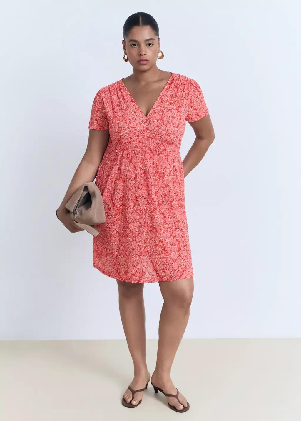 Red Printed Short Dress, , large image number 4