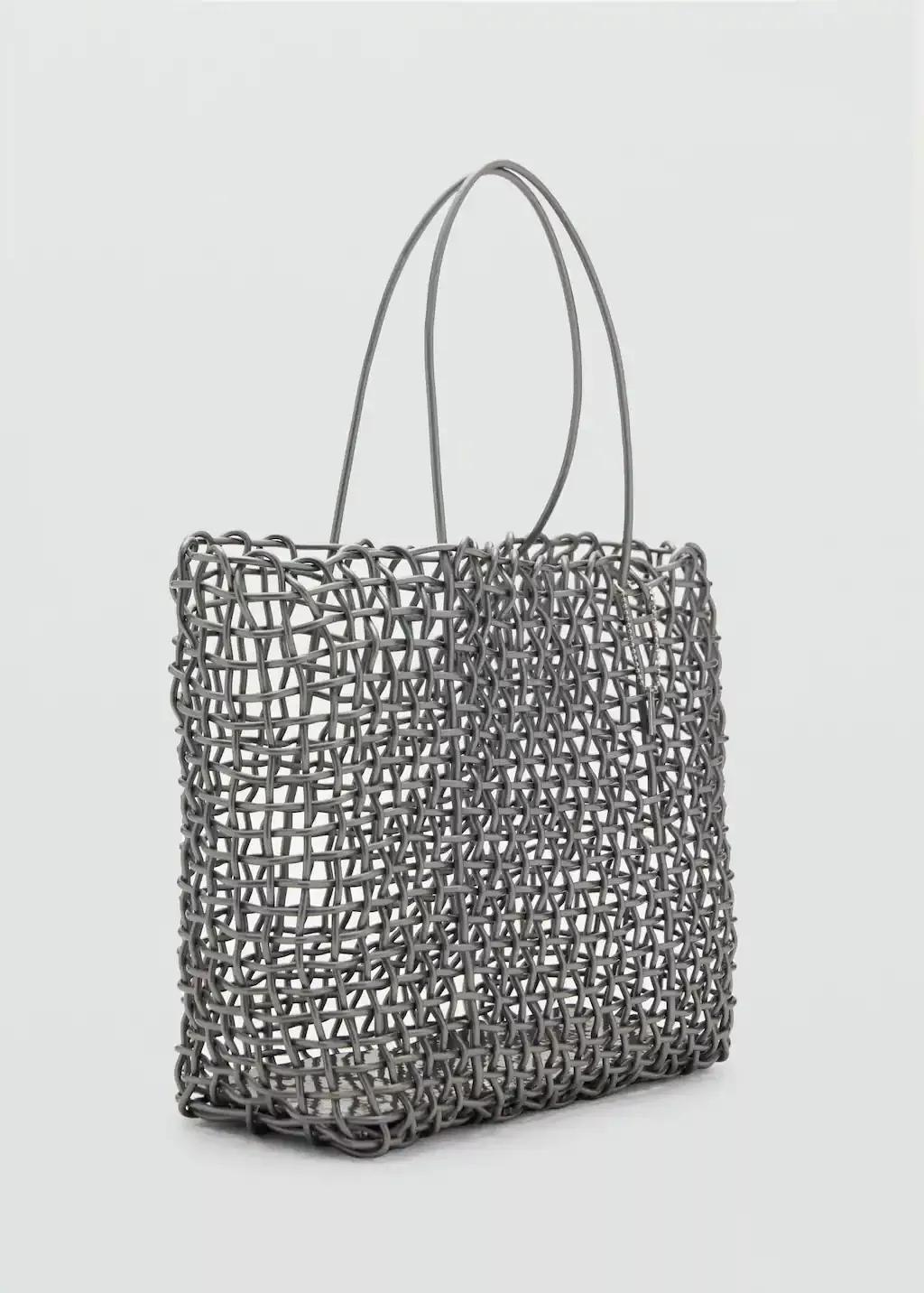 SILVER Braided shoulder bag, Silver, medium