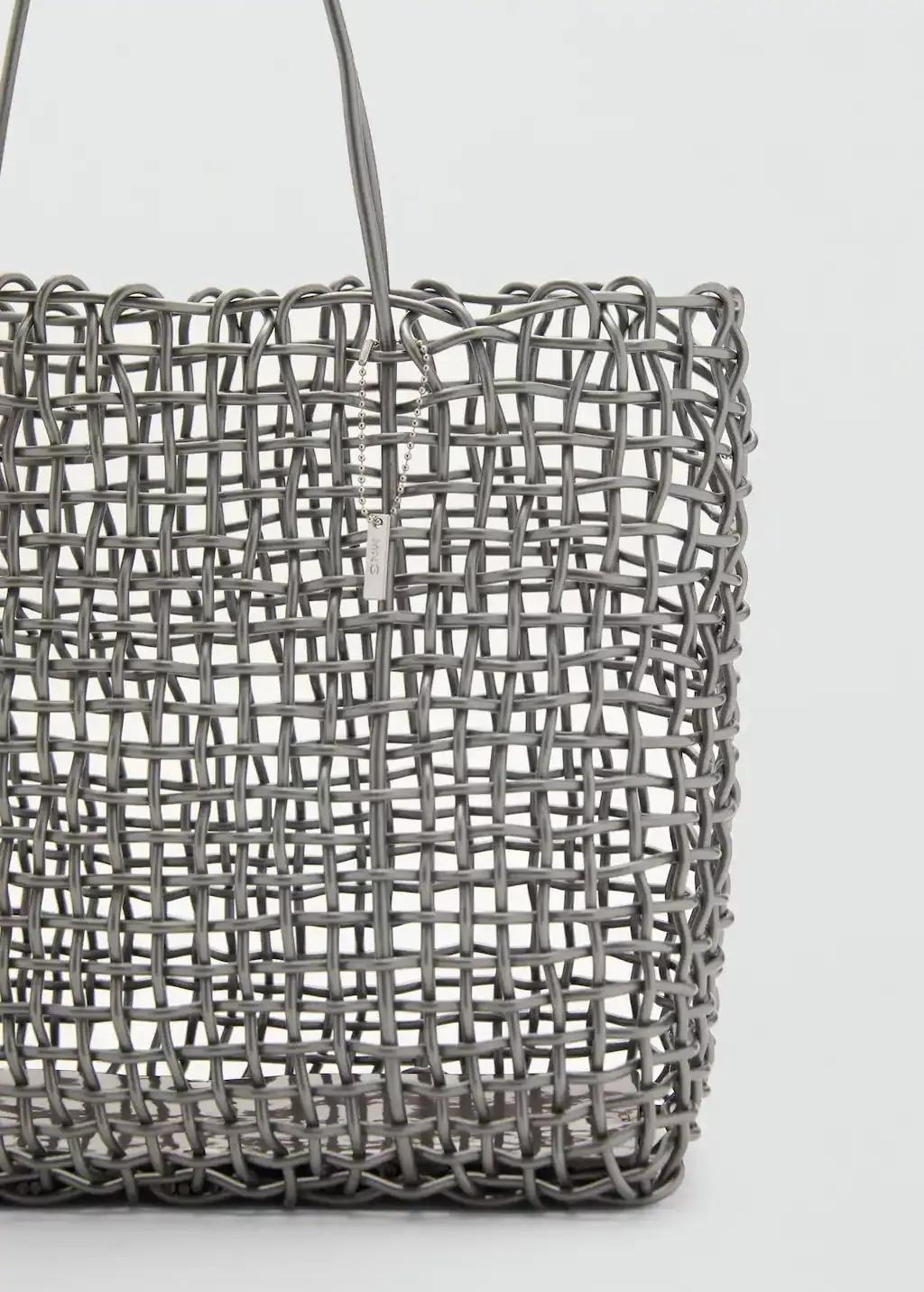 SILVER Braided shoulder bag, Silver, medium