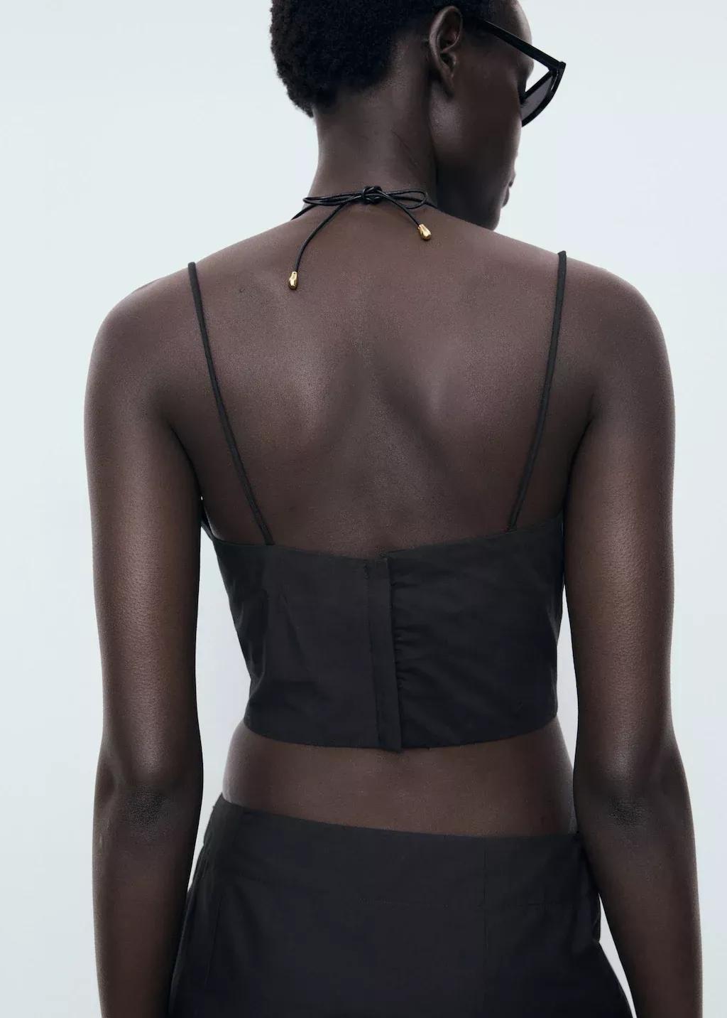 BLACK Embroidered crop top, , large image number 6