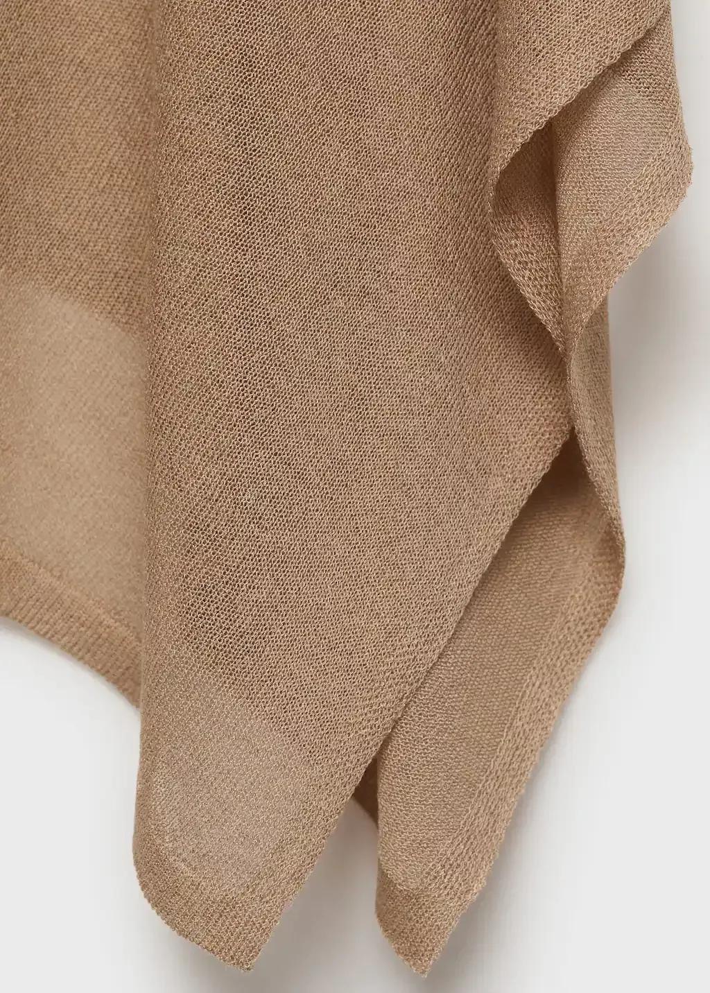 Beige Asymmetrical Knitted Cape, , large image number 4