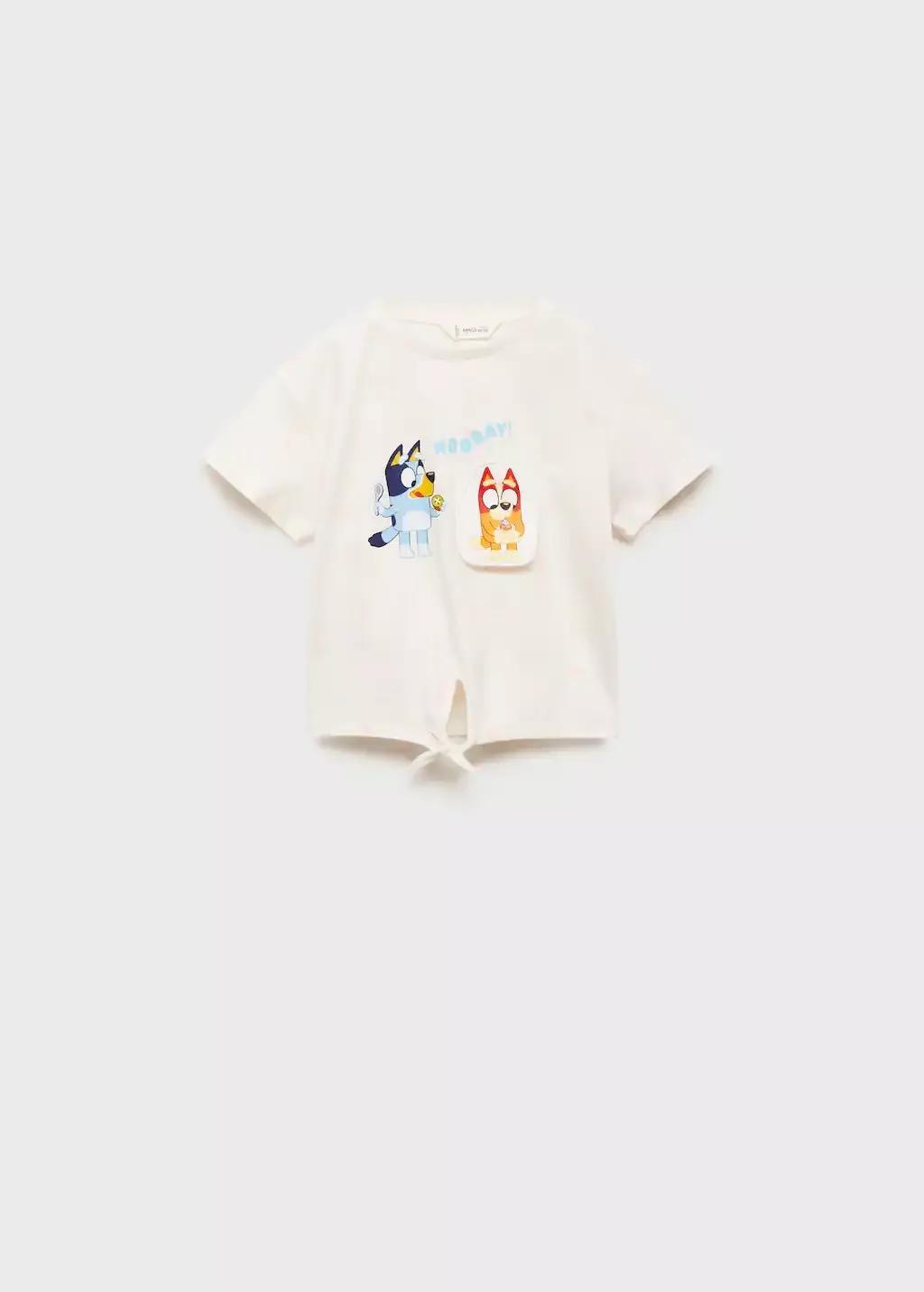 Cream Bluey Printed T-Shirt, Kids Girls, , large image number 0
