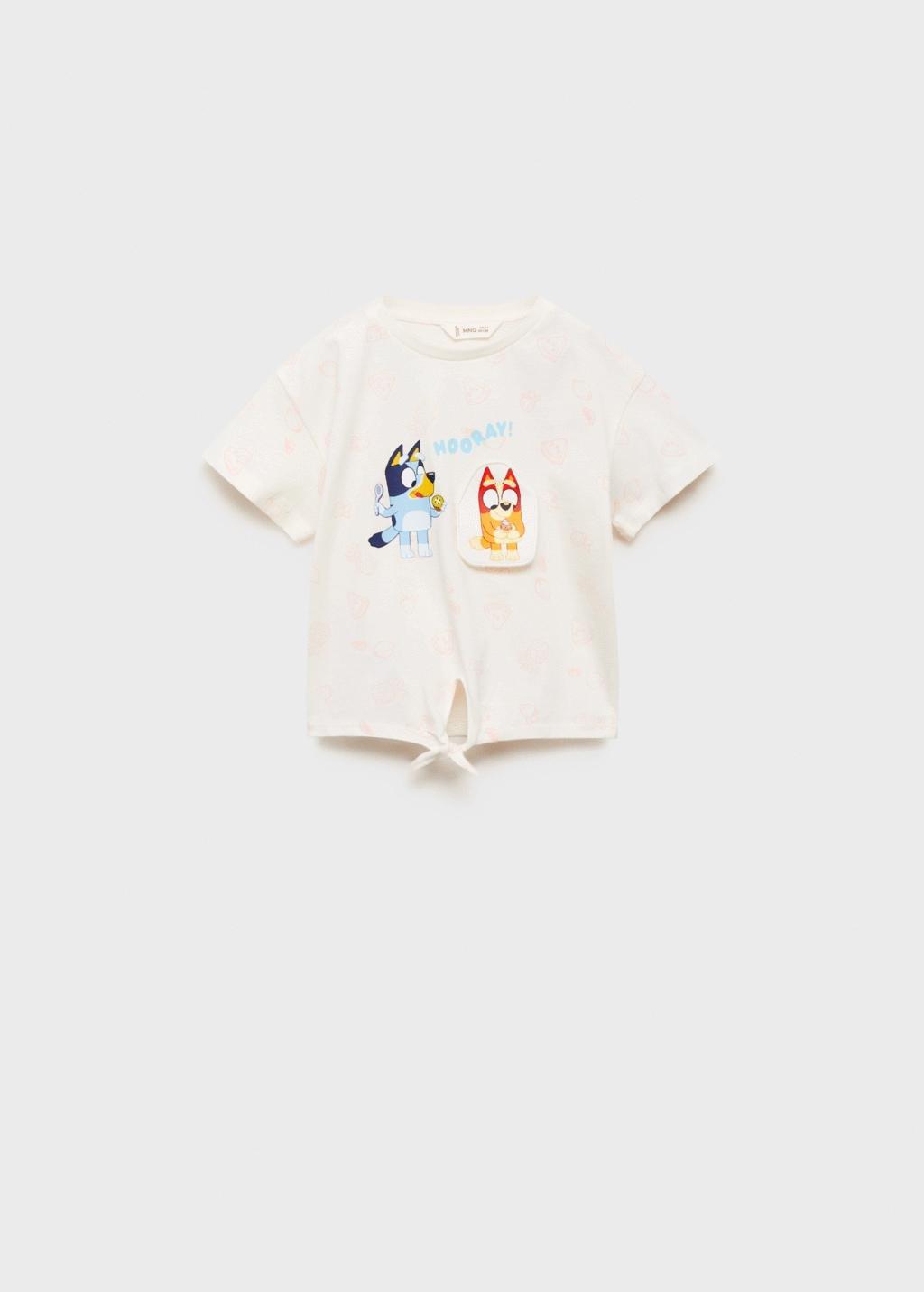Cream Bluey Printed T-Shirt, Kids Girls, , large image number 1