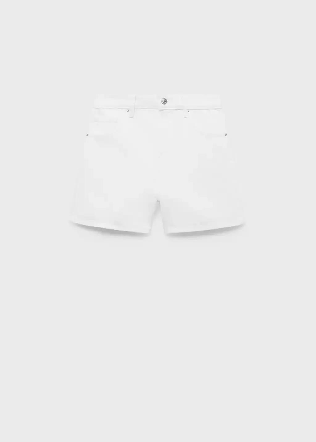 White High-Waisted Straight Denim Shorts, , large image number 3