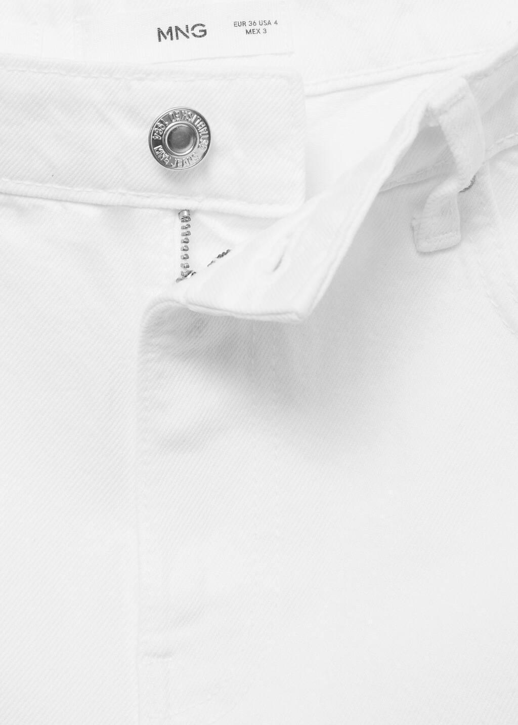 White High-Waisted Straight Denim Shorts, , large image number 4