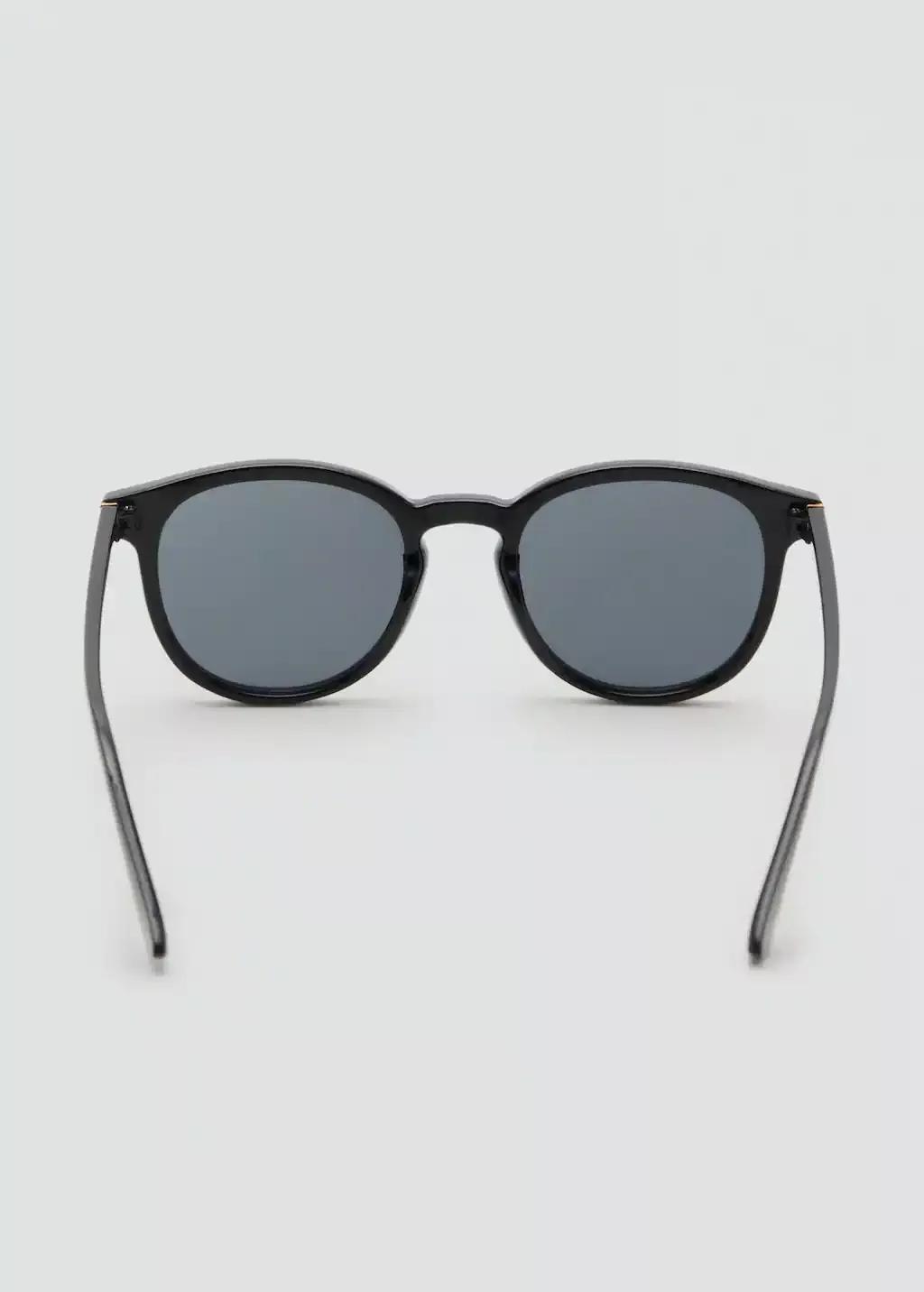 Black Round-Framed Sunglasses, Black, large image number 1