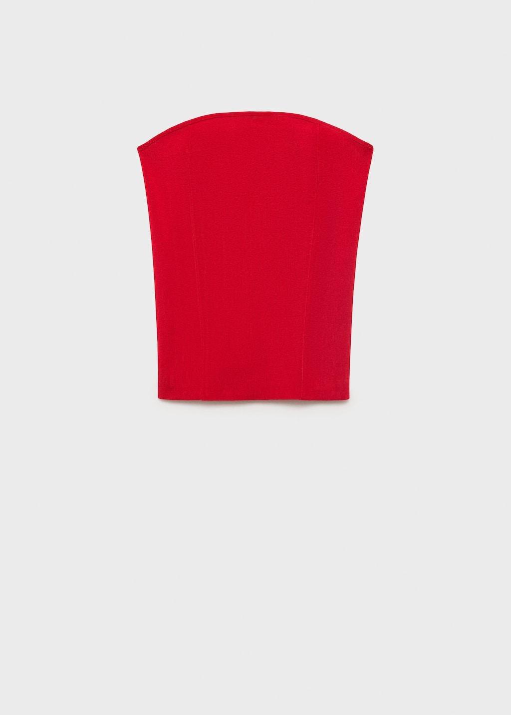Red Strapless Fitted Top, , large image number 3