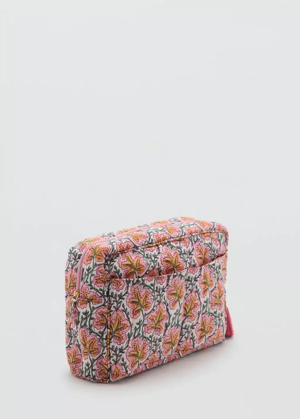 PINK Flower-printed cotton toiletry bag, 0201_85, large image number 0