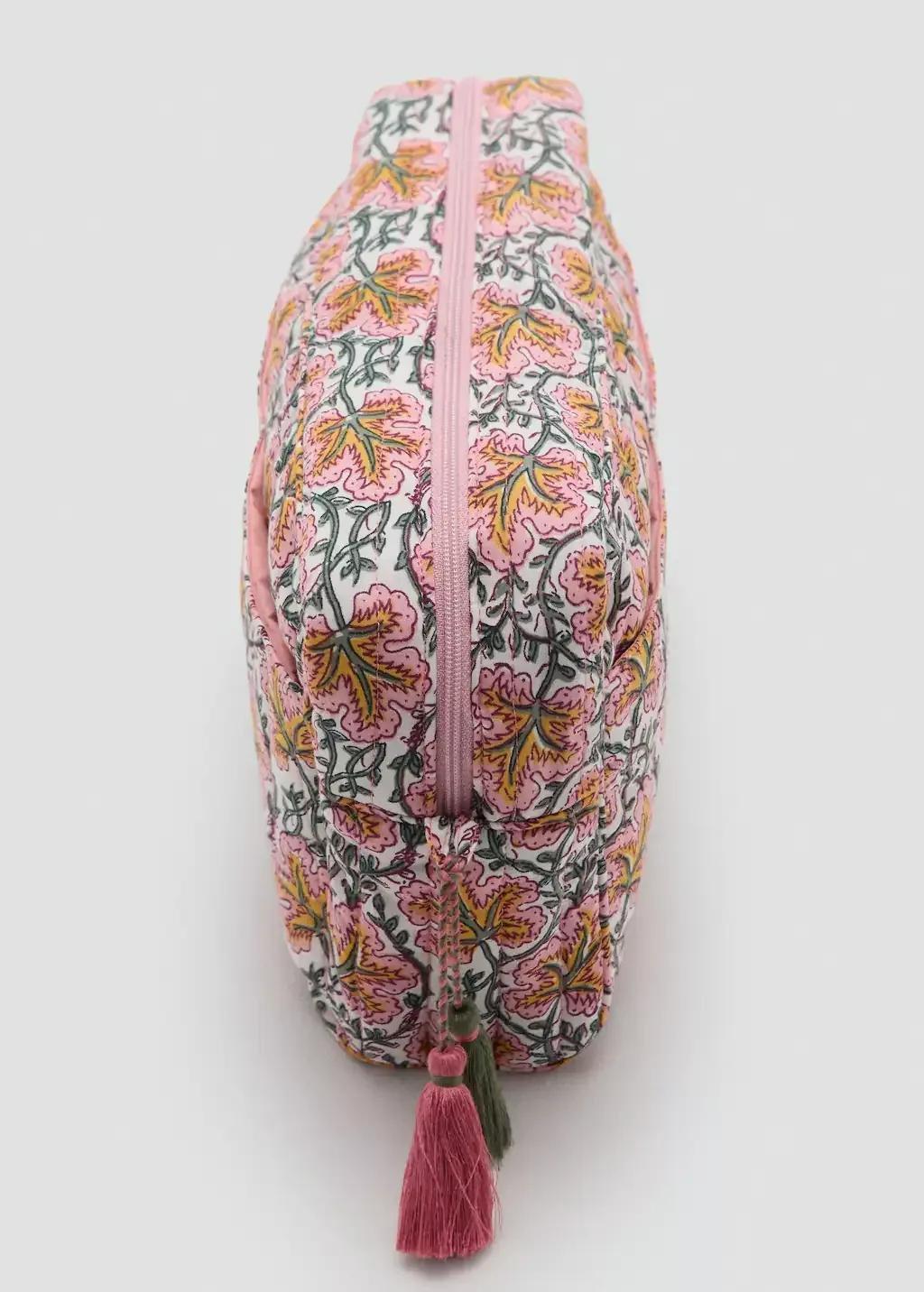 PINK Flower-printed cotton toiletry bag, 0201_85, large image number 1