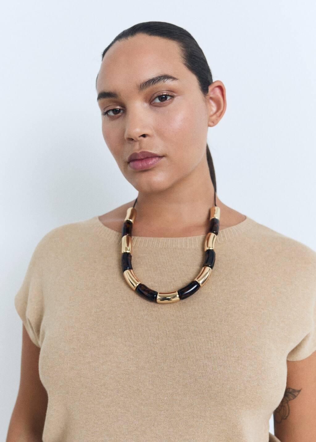 LIGHT BEIGE Short-sleeved fine-knit sweater, Light Beige, medium