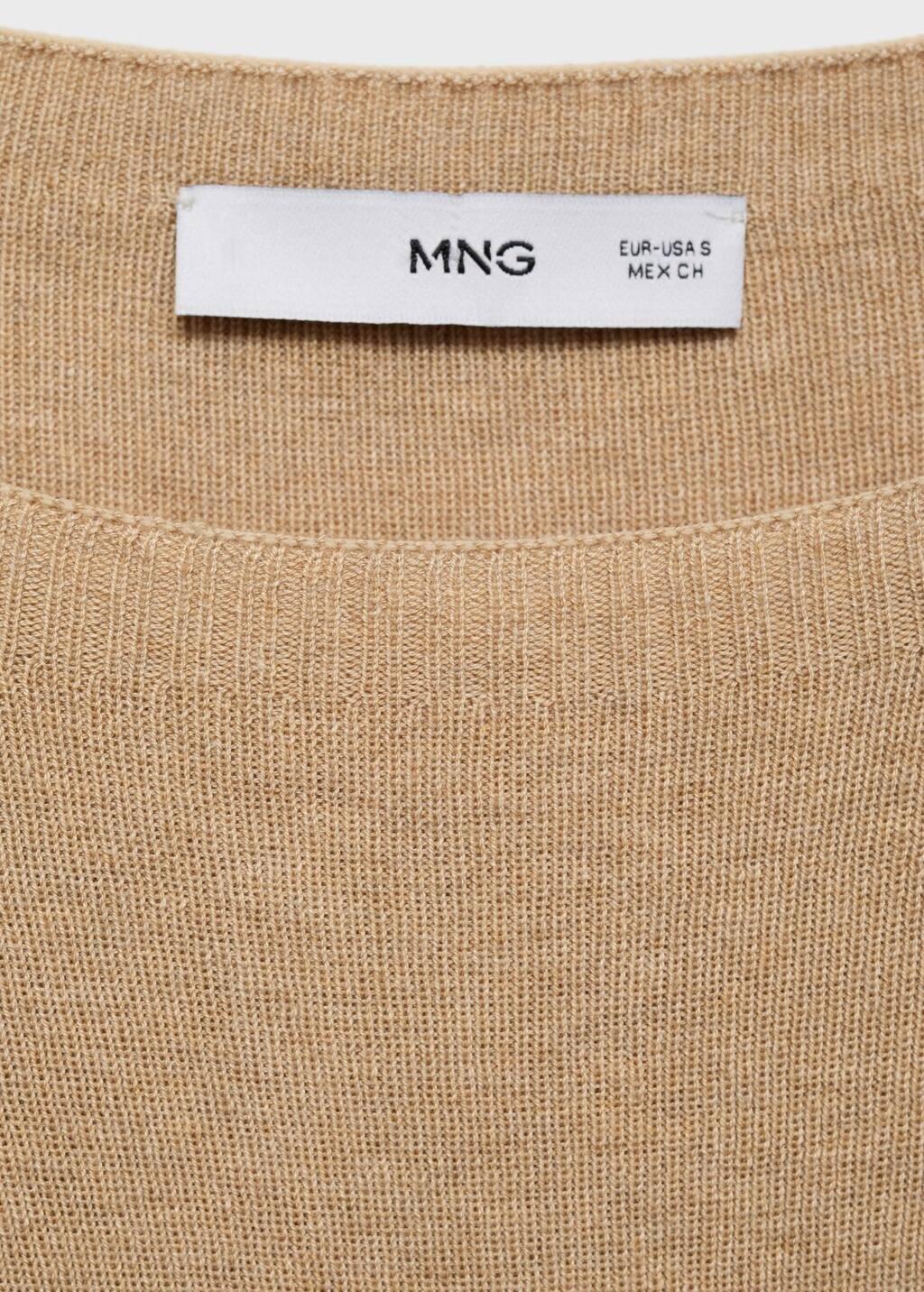 LIGHT BEIGE Short-sleeved fine-knit sweater, , large image number 5