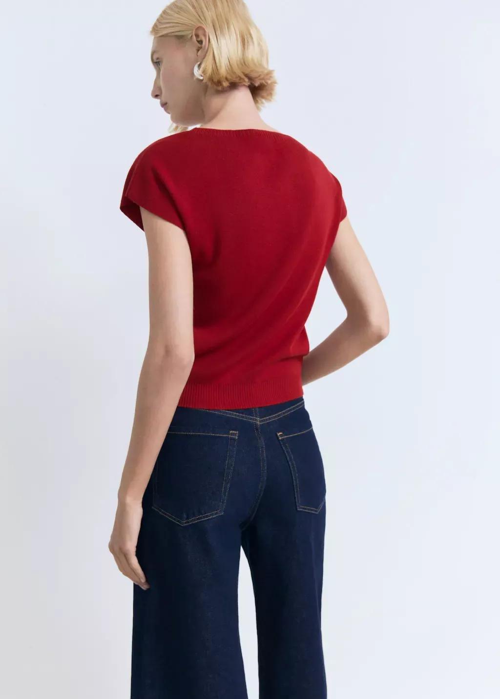 RED Short-sleeved fine-knit sweater, , large image number 4