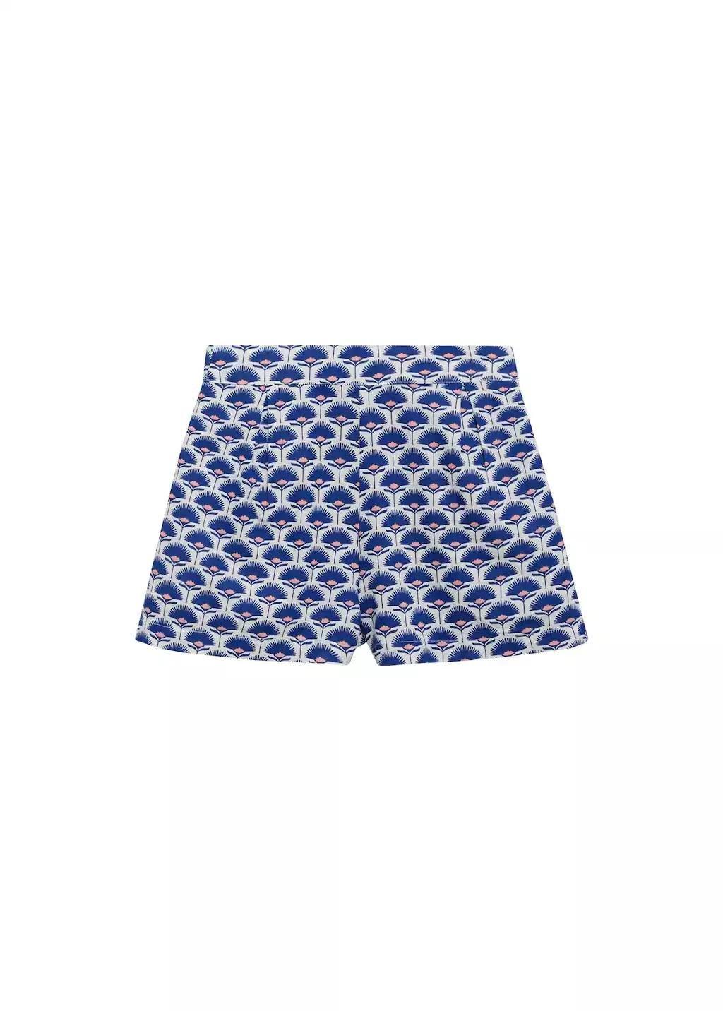 Blue Printed Linen Shorts, Kids Boys, , large image number 0
