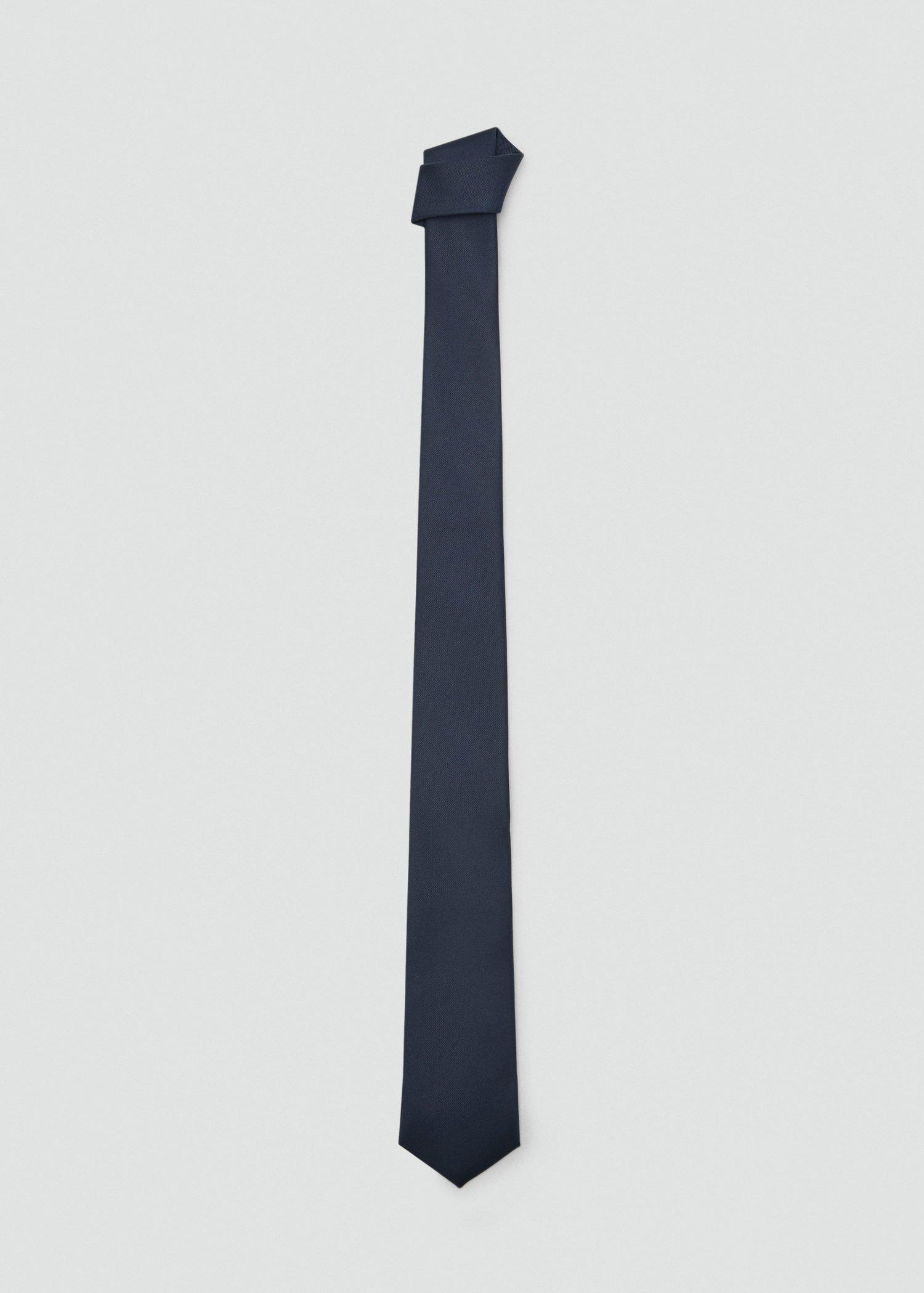 Navy Smooth Micro-Structured Tie, Navy, large image number 0