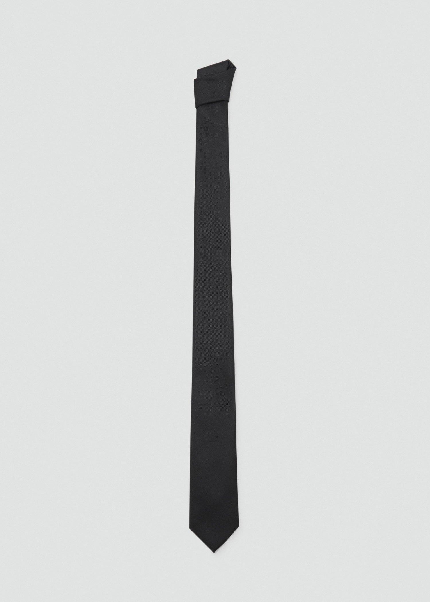 Black Smooth Micro-Structured Tie, Black, large image number 0